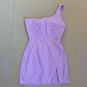 Lucy In the Sky Liana Satin Jacquard Shoulder dress